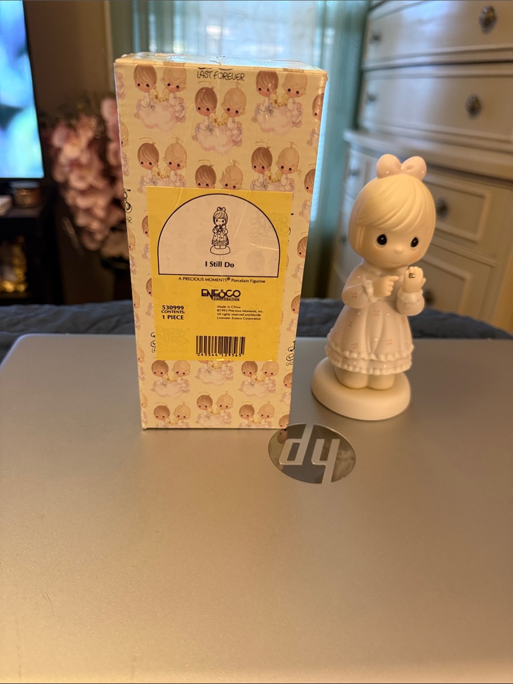Enesco White and Pink Precious Moments Porcelain Girl Figurine
